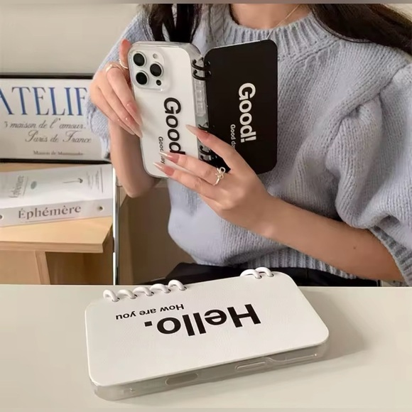 Accessories - White and Black IPhone 16 pro max Case with Text Design